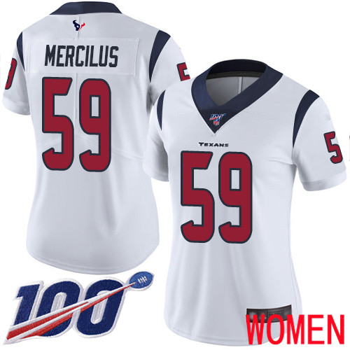 Houston Texans Limited White Women Whitney Mercilus Road Jersey NFL Football 59 100th Season Vapor Untouchable